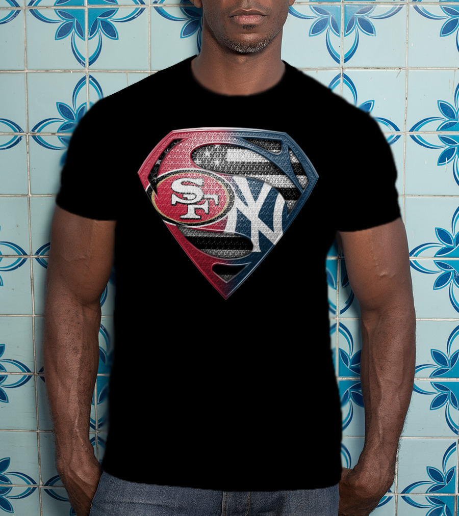 Sf San Francisco 49ers New York Yankees Superman Shield T-Shirt