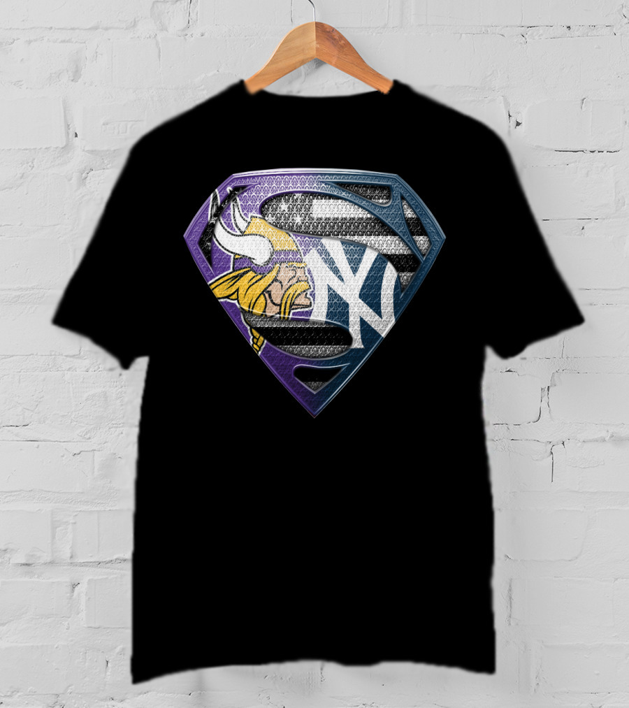 Minnesota Vikings And New York Yankees Super Shield T-Shirt