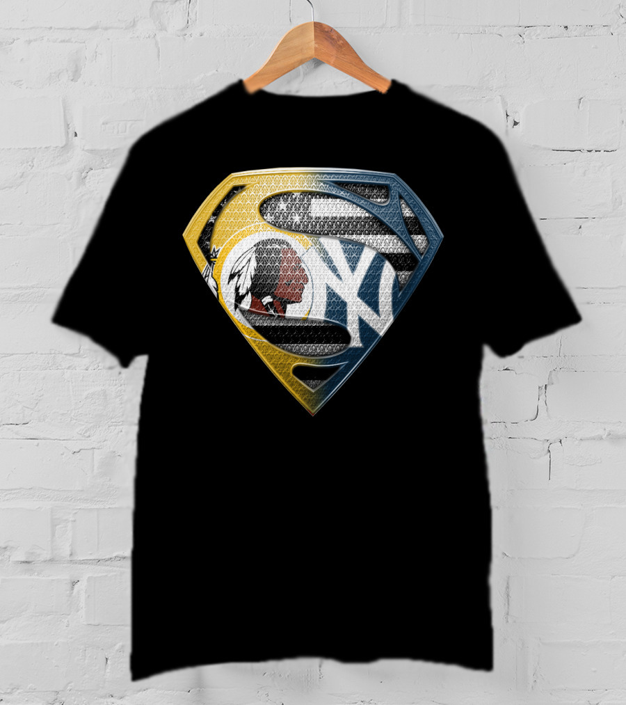 Superman Shield With Native American And Yankees Elements T-Shirt