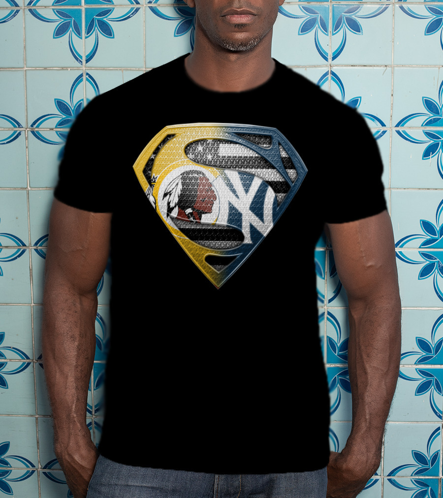 Superman Shield With Native American And Yankees Elements T-Shirt