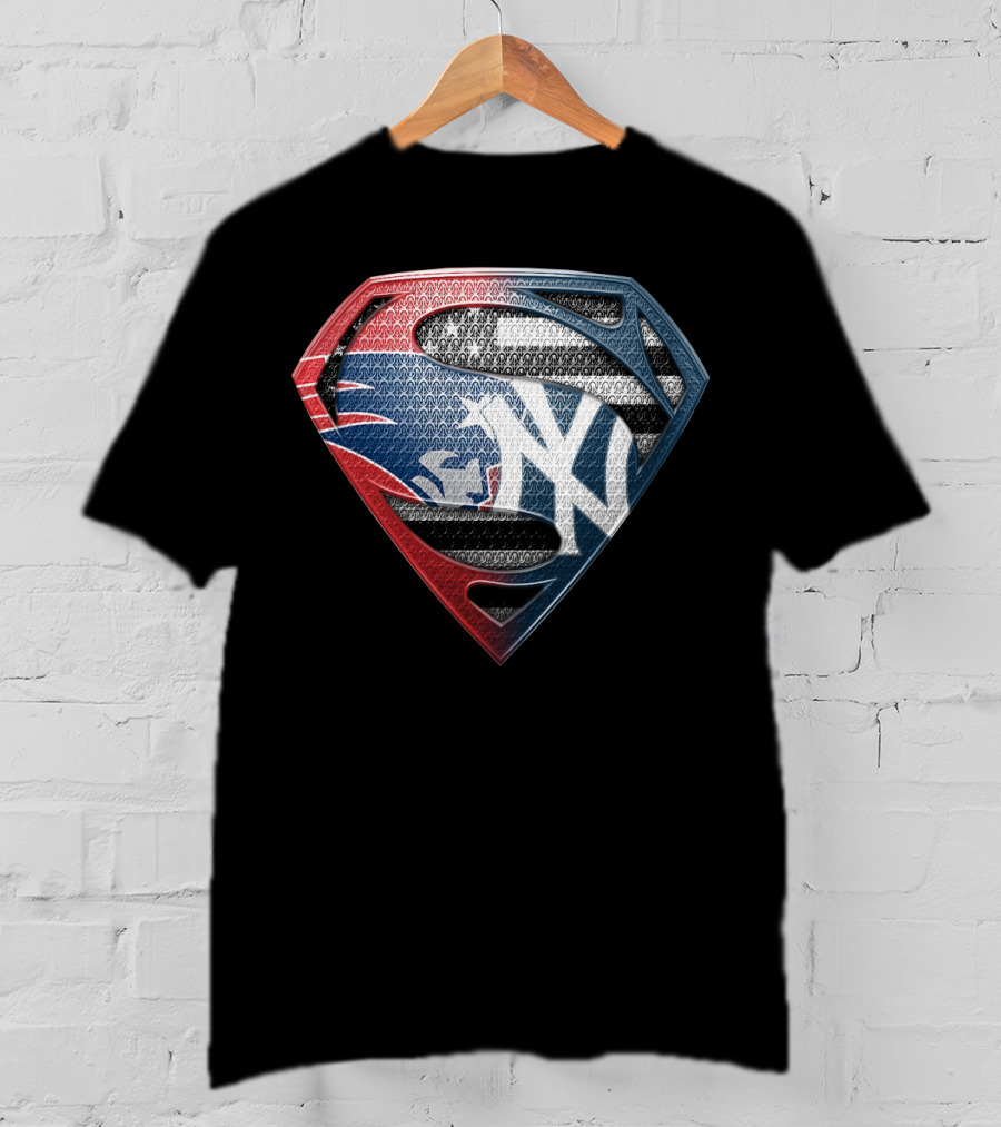 Yankees Superman Logo Fusion In Red White And Blue T-Shirt