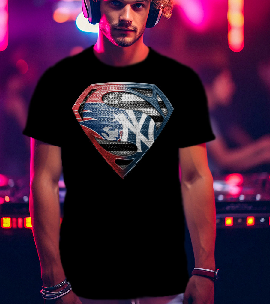 Yankees Superman Logo Fusion In Red White And Blue T-Shirt