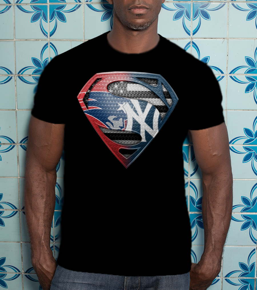 Yankees Superman Logo Fusion In Red White And Blue T-Shirt