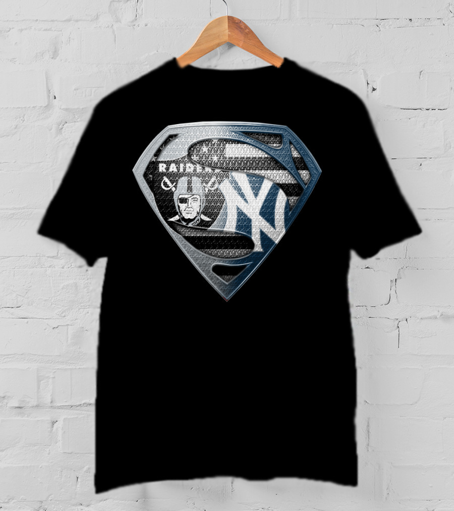 Raiders New York Yankees Superman Logo Fusion T-Shirt