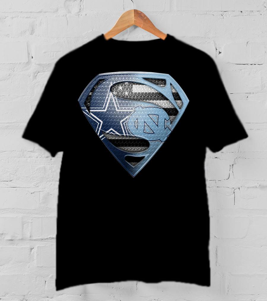Dallas Cowboys North Carolina Tar Heels Superman Logo Fusion T-Shirt