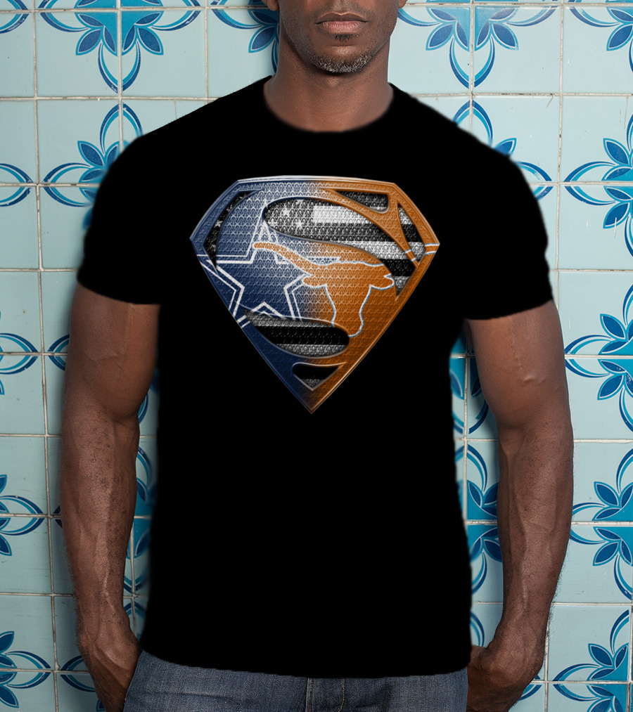 Texas Longhorns Dallas Cowboys Superman Logo Mashup T-Shirt