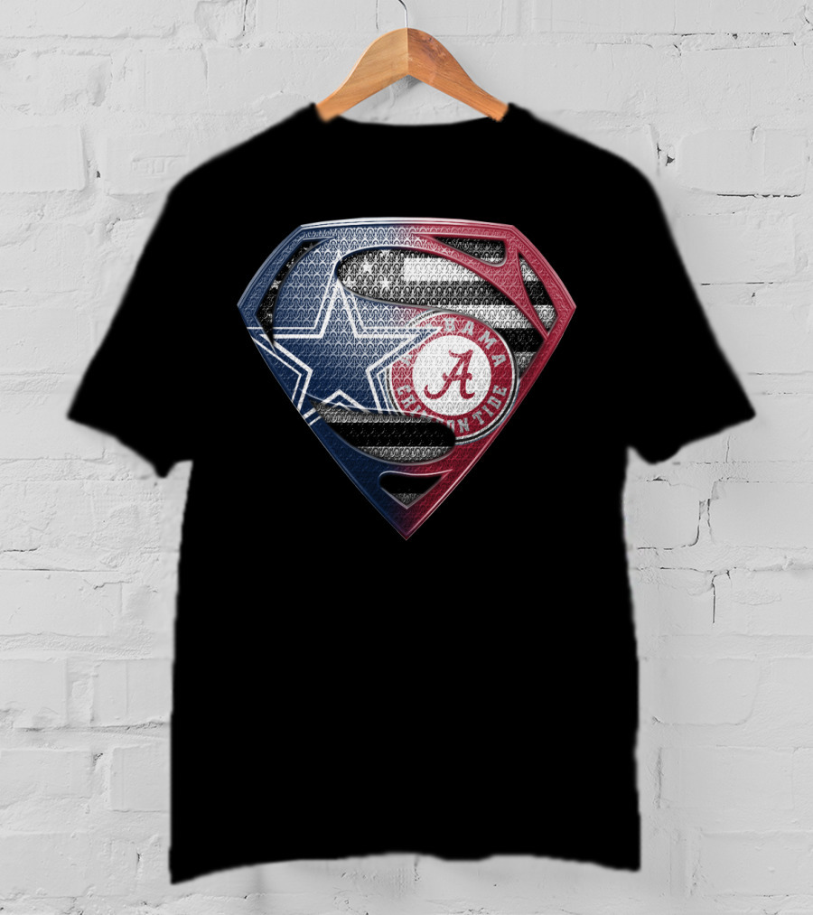 Superman Alabama Crimson Tide Dallas Cowboys Logo Mashup T-Shirt