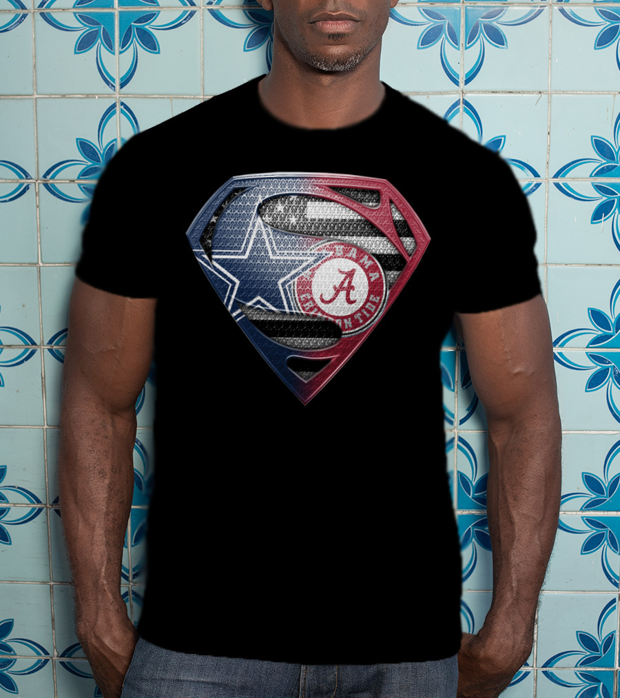 Superman Alabama Crimson Tide Dallas Cowboys Logo Mashup T-Shirt