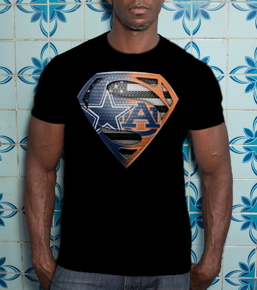 Dallas Cowboys Auburn Tigers Superman Emblem Fusion T-Shirt