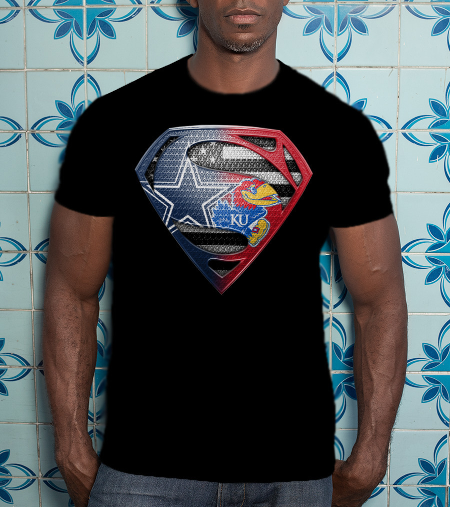 Superman Dallas Cowboys Kansas Jayhawks Ku Logo Mashup T-Shirt