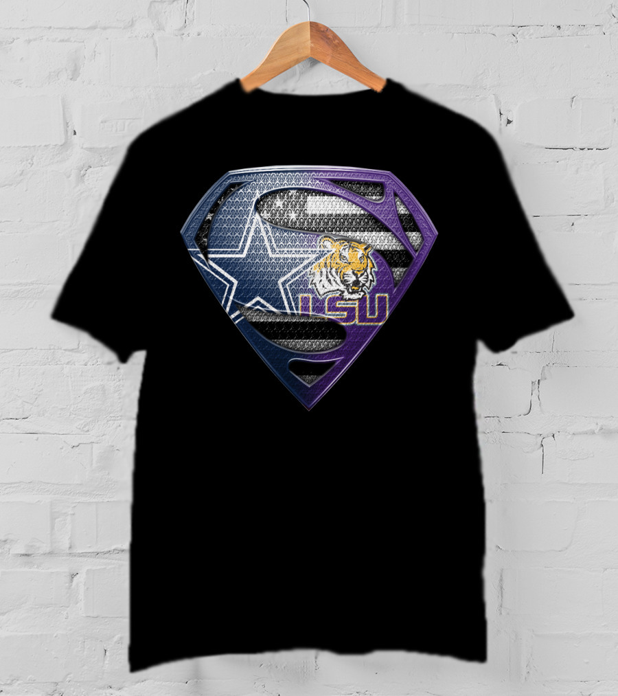 Lsu Tigers Superman Dallas Cowboys Logo Cross Blend T-Shirt