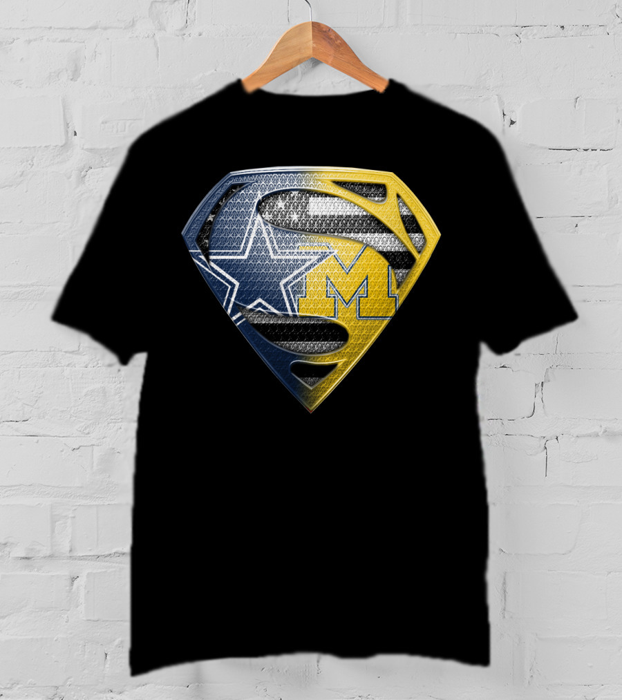 Superman Shield Dallas Cowboys Michigan Wolverines Logo Mashup T-Shirt