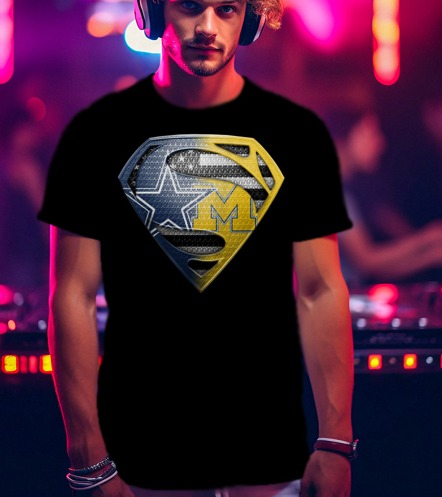 Superman Shield Dallas Cowboys Michigan Wolverines Logo Mashup T-Shirt