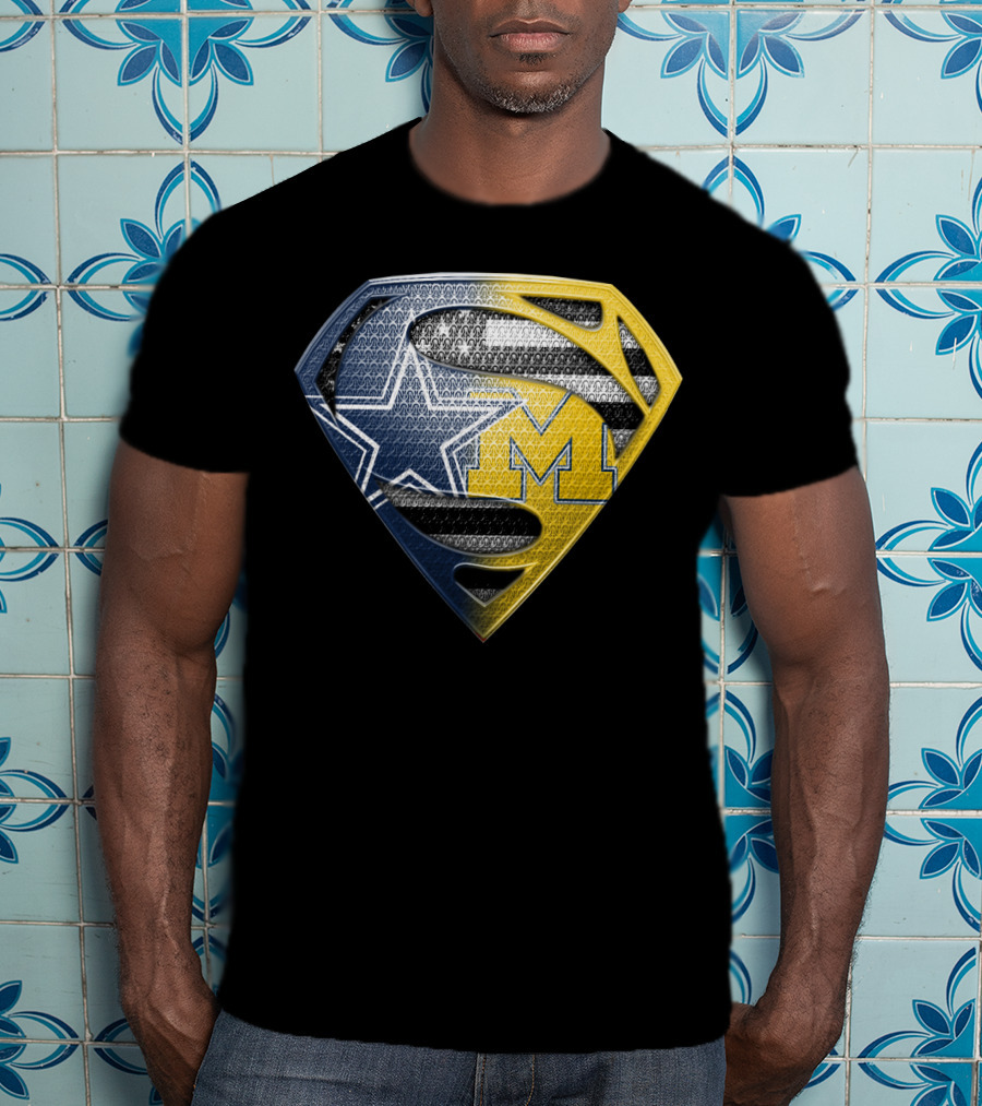 Superman Shield Dallas Cowboys Michigan Wolverines Logo Mashup T-Shirt