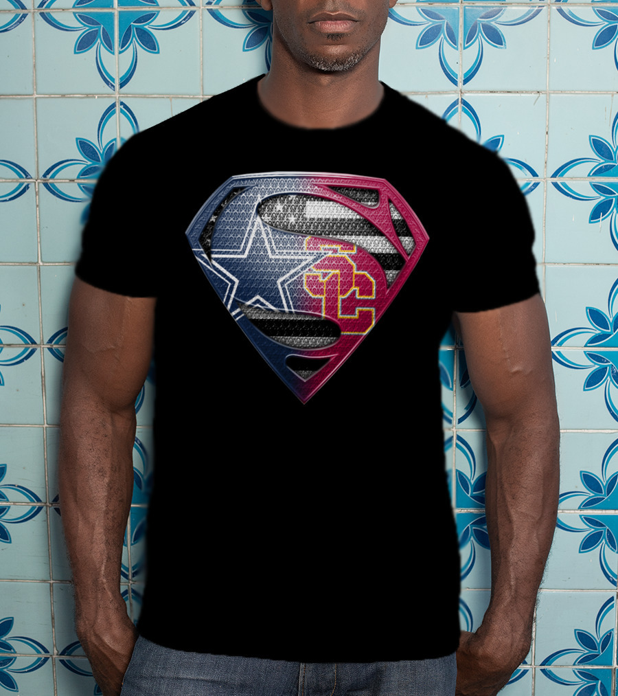 Dallas Star Los Angeles Trojans Superman Logo Fusion T-Shirt