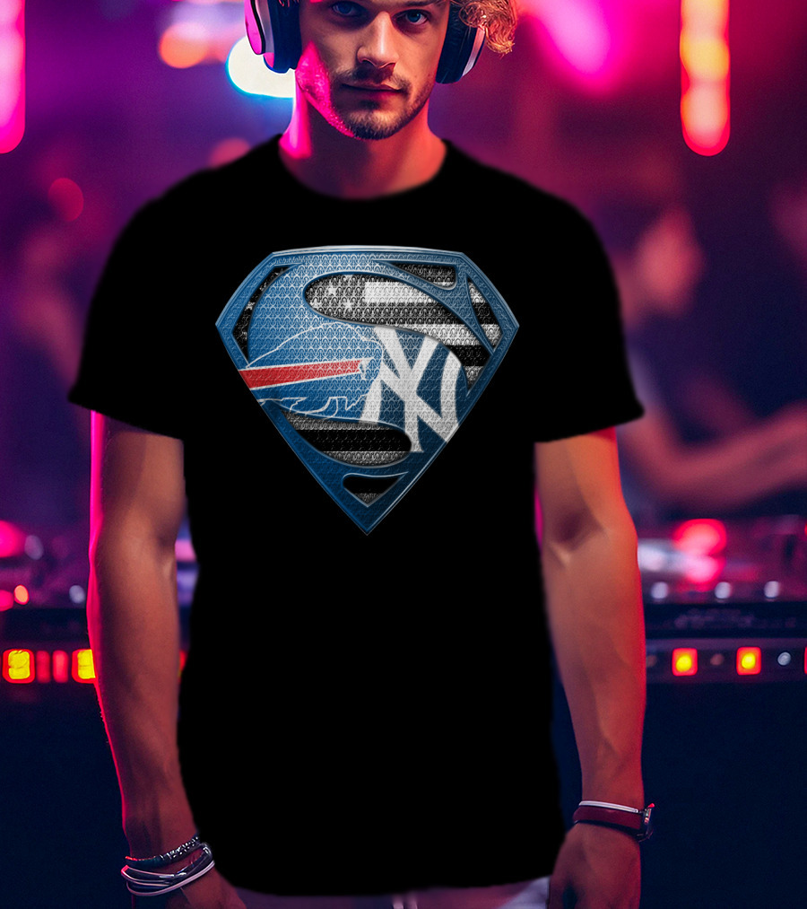 Buffalo Bills Superman New York Yankees T-Shirt