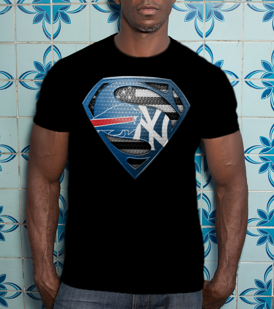 Buffalo Bills Superman New York Yankees T-Shirt