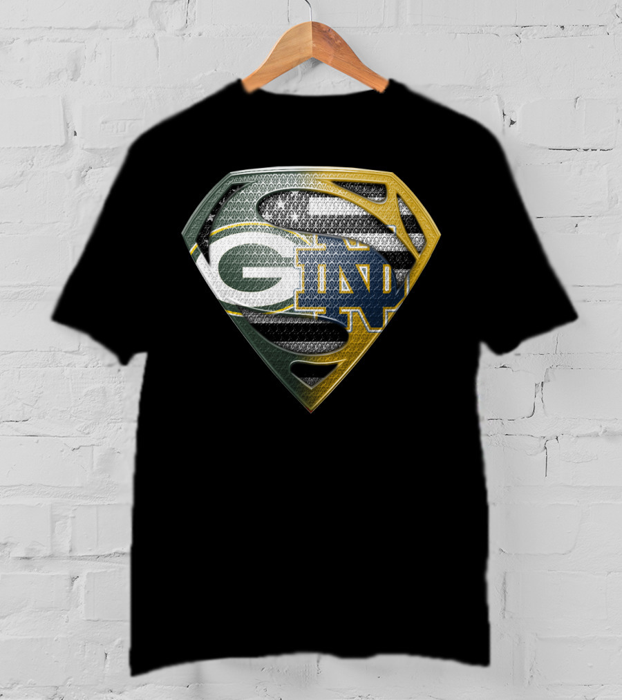 G Green Bay Packers Notre Dame Super Logo Fusion T-Shirt