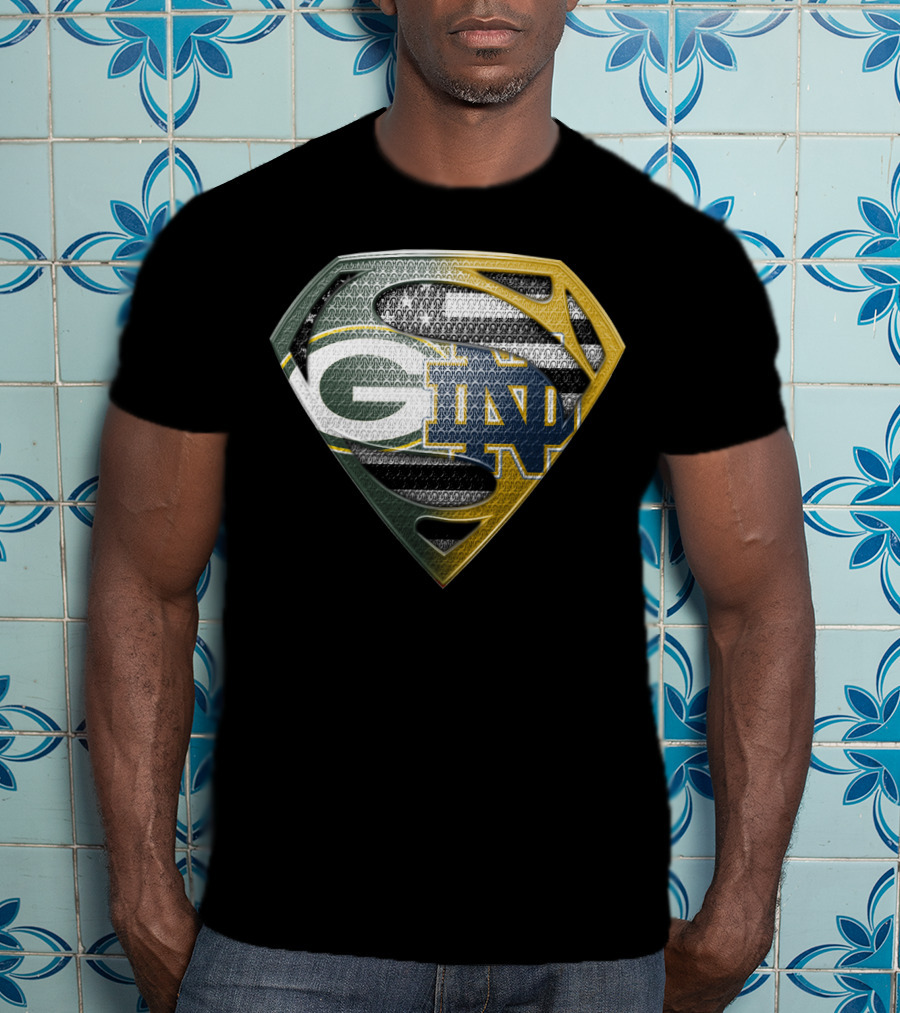 G Green Bay Packers Notre Dame Super Logo Fusion T-Shirt