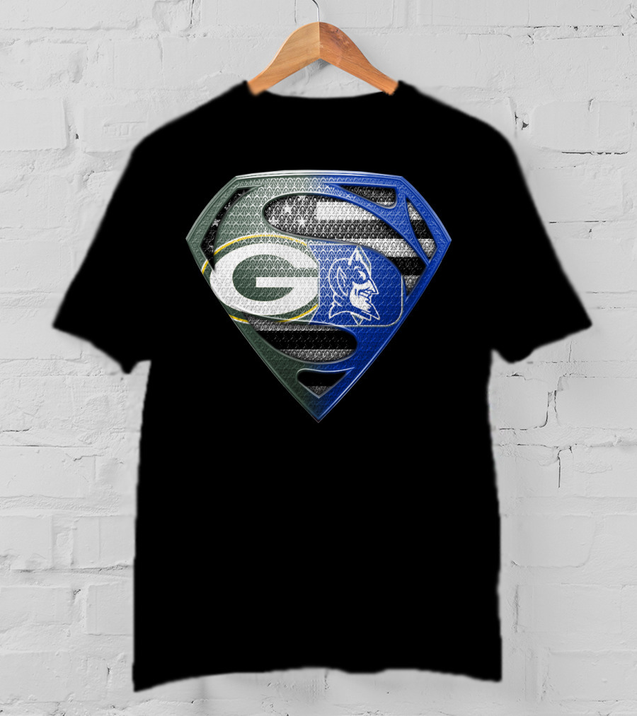 Green Bay Packers Duke Blue Devils Superman Shield T-Shirt