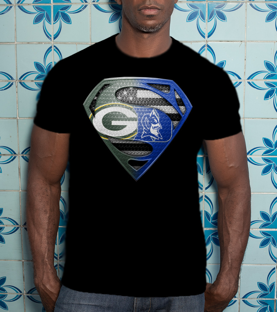 Green Bay Packers Duke Blue Devils Superman Shield T-Shirt