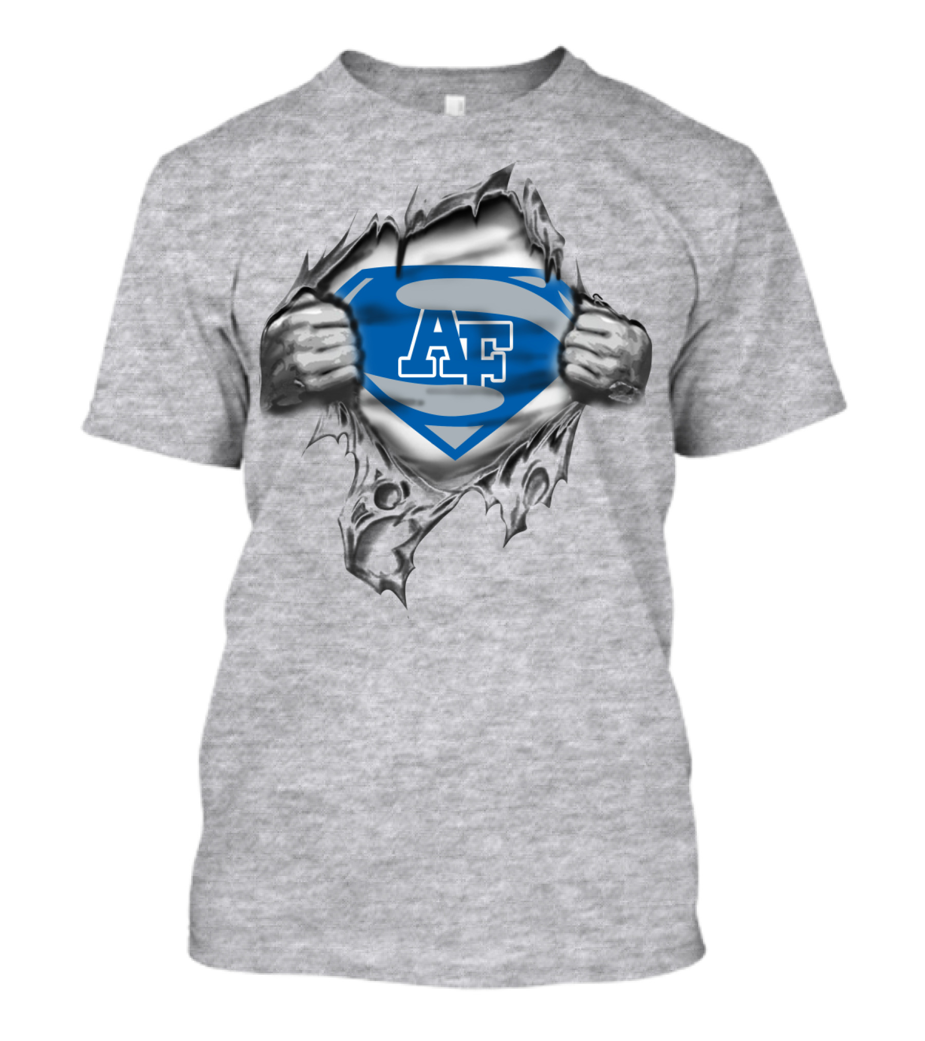 Af Academy Superhero Emblem Ripped Metal T-Shirt