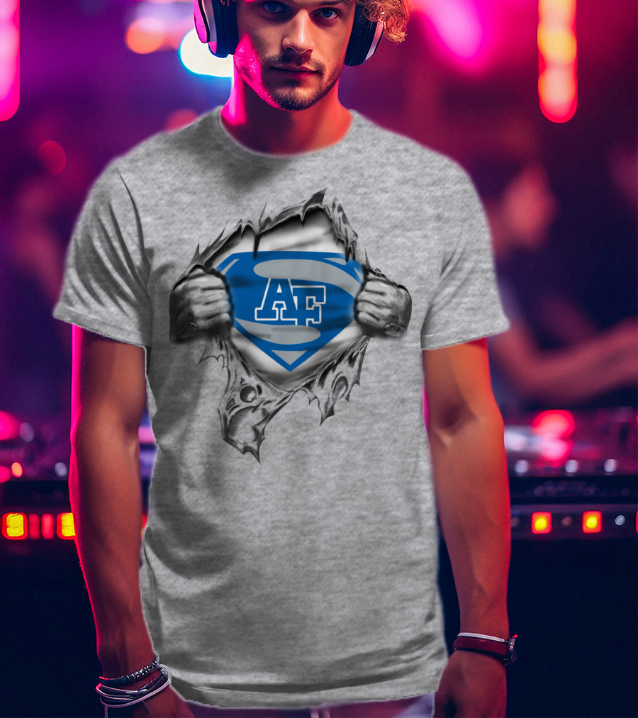 Af Academy Superhero Emblem Ripped Metal T-Shirt