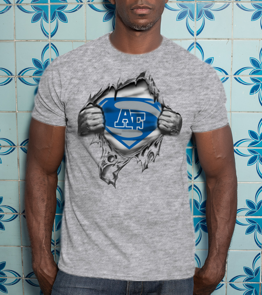 Af Academy Superhero Emblem Ripped Metal T-Shirt