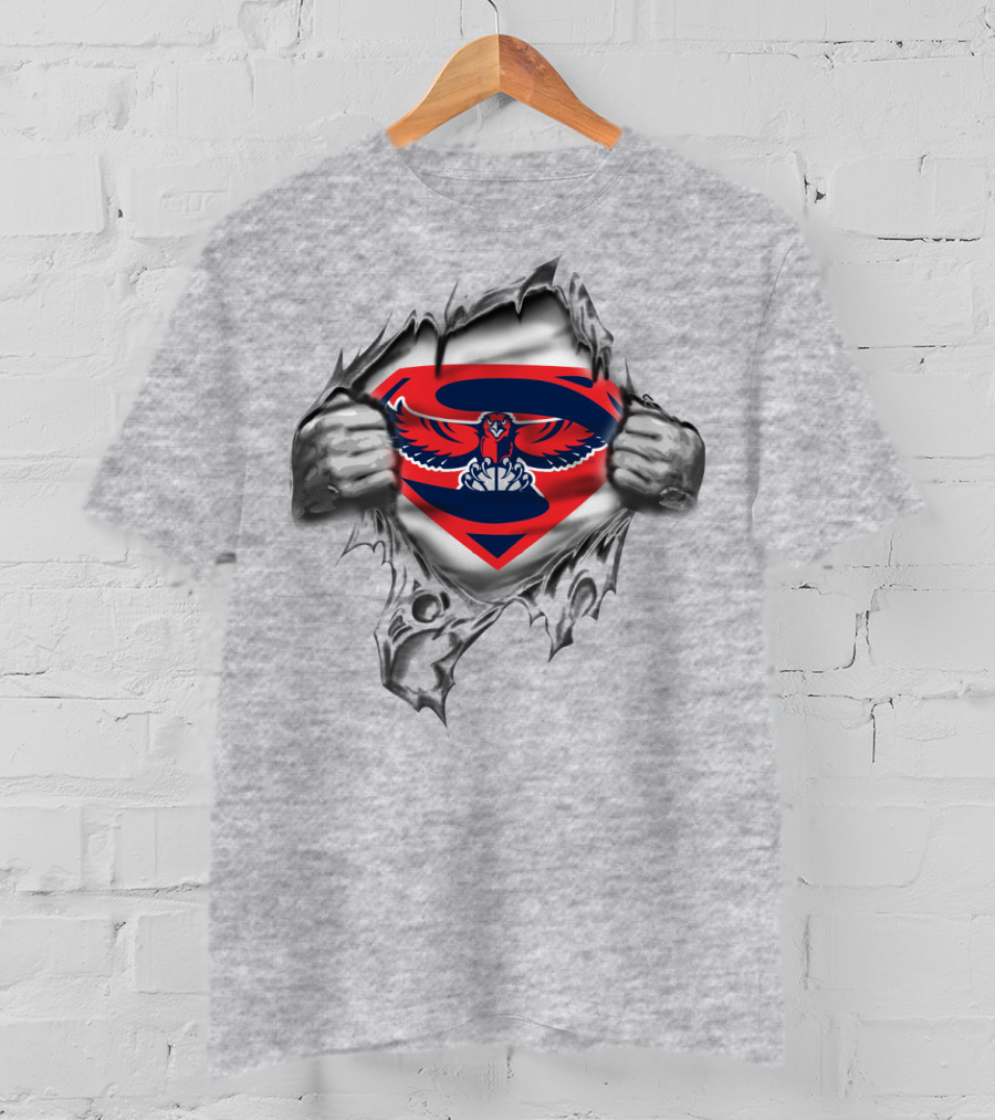 Superman Falcons Mashup Logo Peeking Through Torn T-Shirt