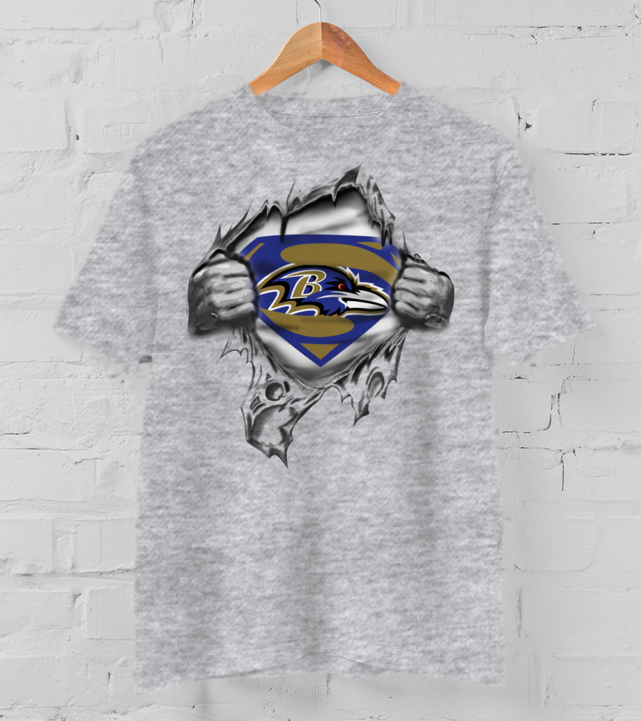 Baltimore Ravens Superman Logo Peeling Banner T-Shirt