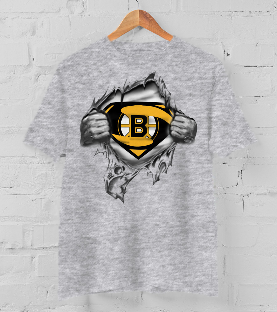 Boston Bruins Superhero Logo Tear T-Shirt
