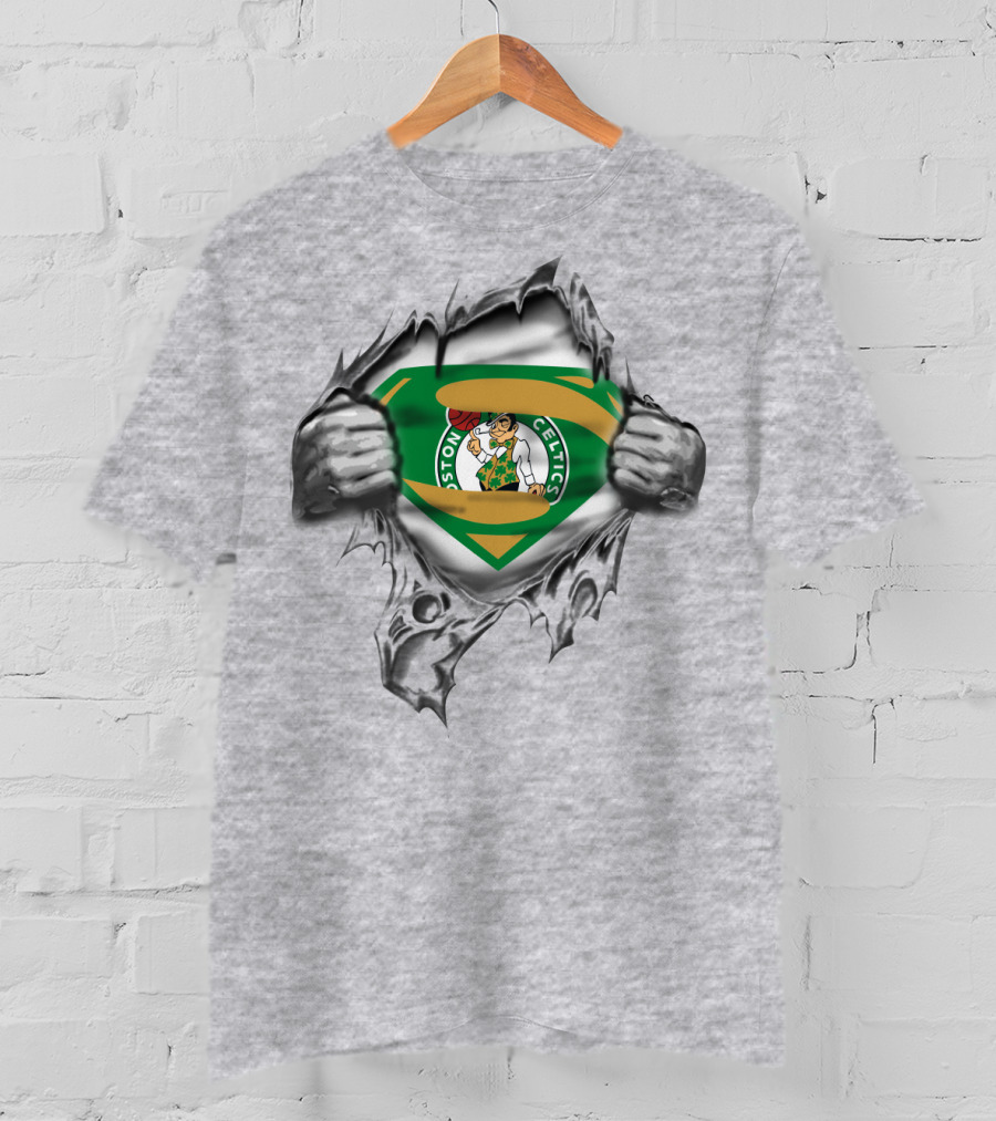 Boston Celtics Superman Logo Basketball Visual T-Shirt