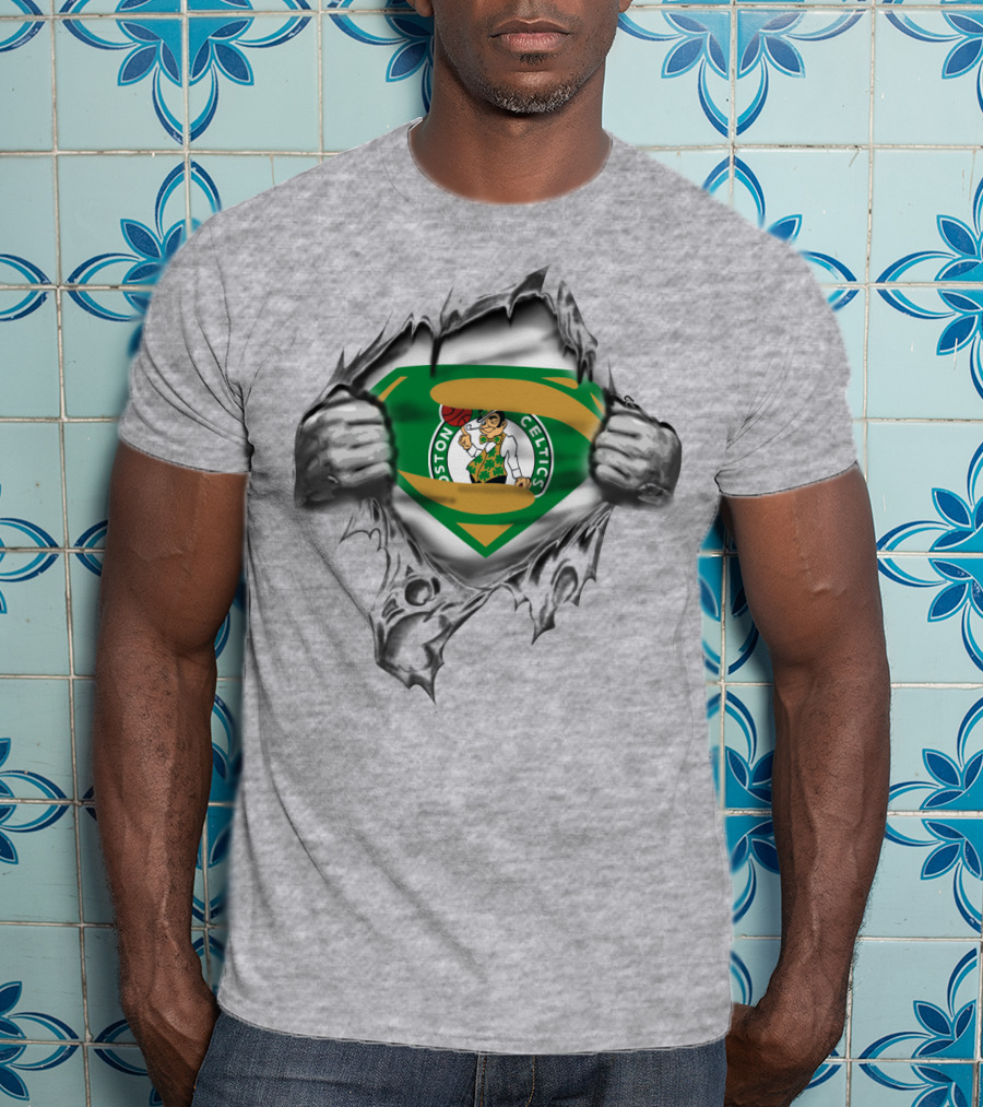 Boston Celtics Superman Logo Basketball Visual T-Shirt