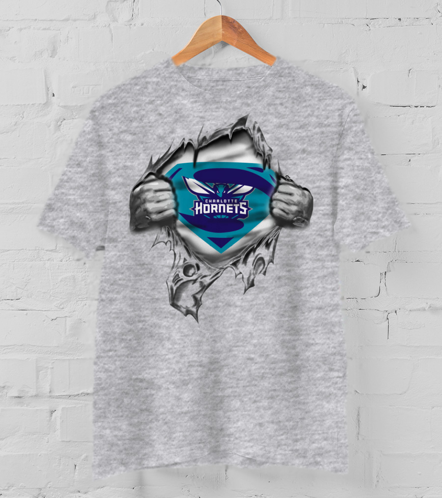 Charlotte Hornets Superman Logo Tear Away T-Shirt