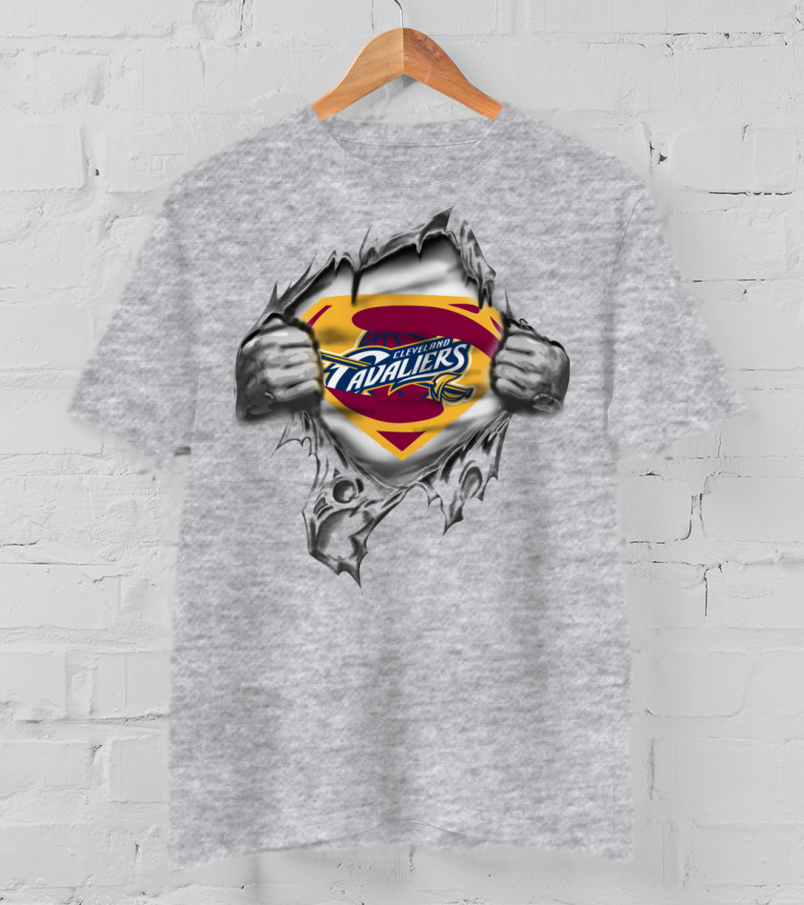 Cleveland Cavaliers Superman Logo Emblem Burst Through T-Shirt