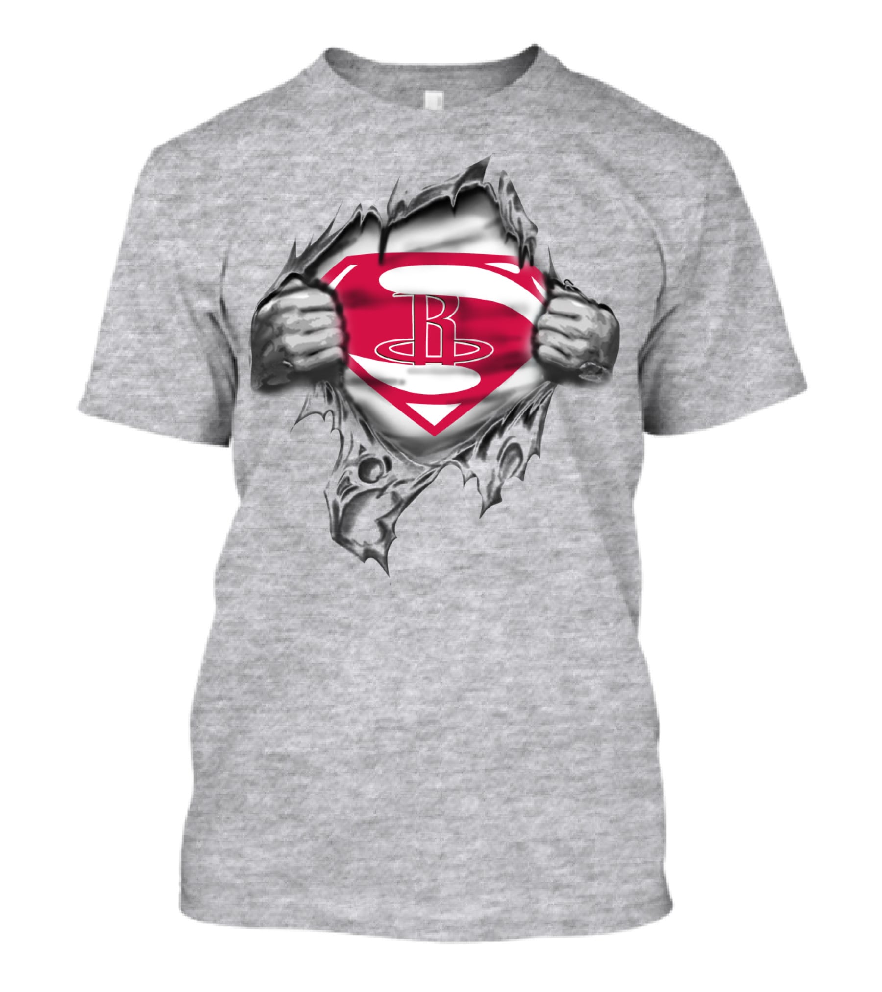 Superman Houston Rockets Logo Emblem Rip T-Shirt