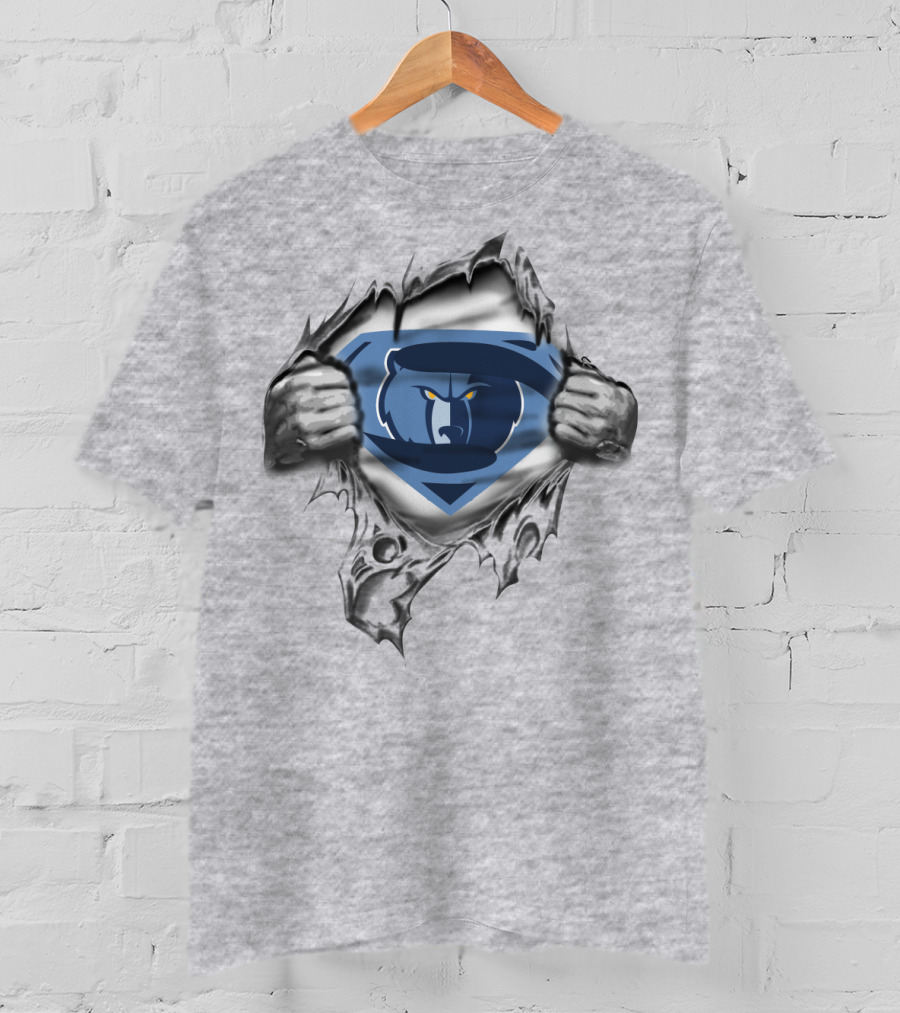 Memphis Grizzlies Superman Logo Tear Rip T-Shirt