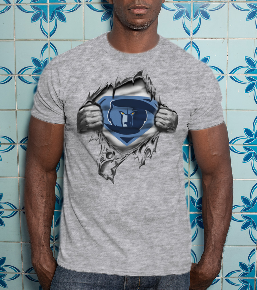 Memphis Grizzlies Superman Logo Tear Rip T-Shirt