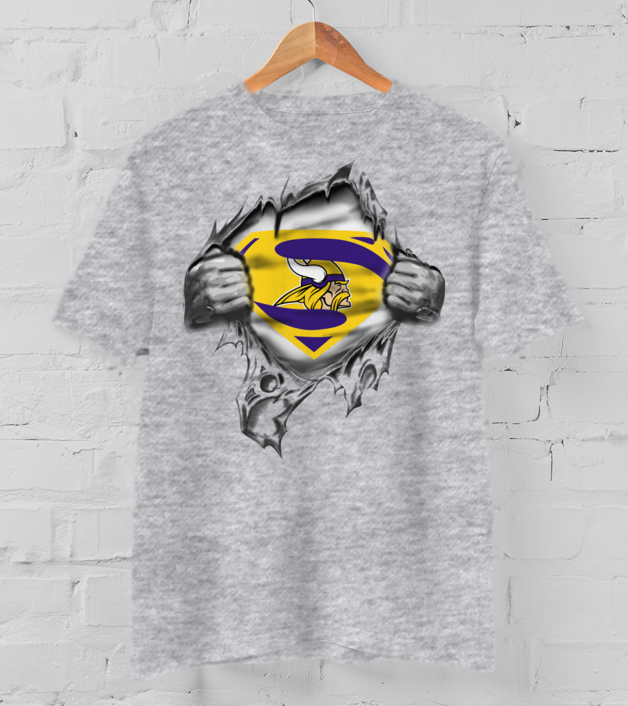Superman Logo Viking Warrior Shield Torn Ripped Effect T-Shirt