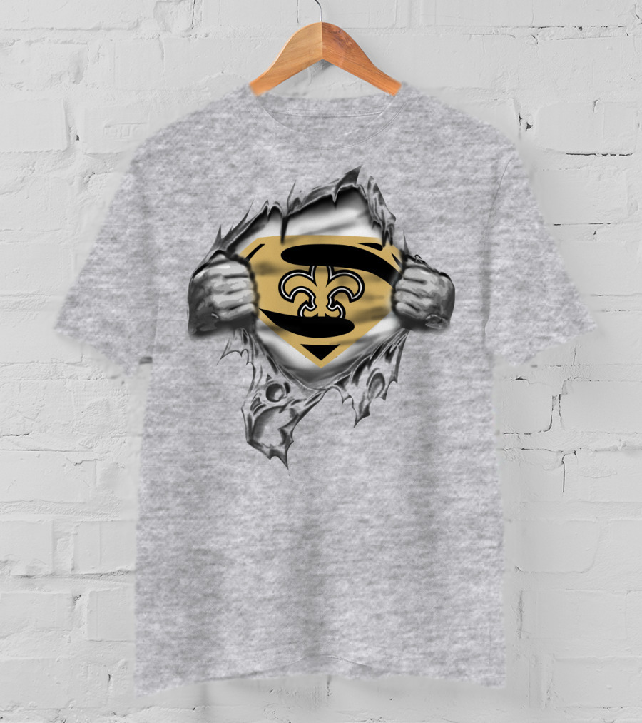 Superman New Orleans Saints Logo Peel Back T-Shirt