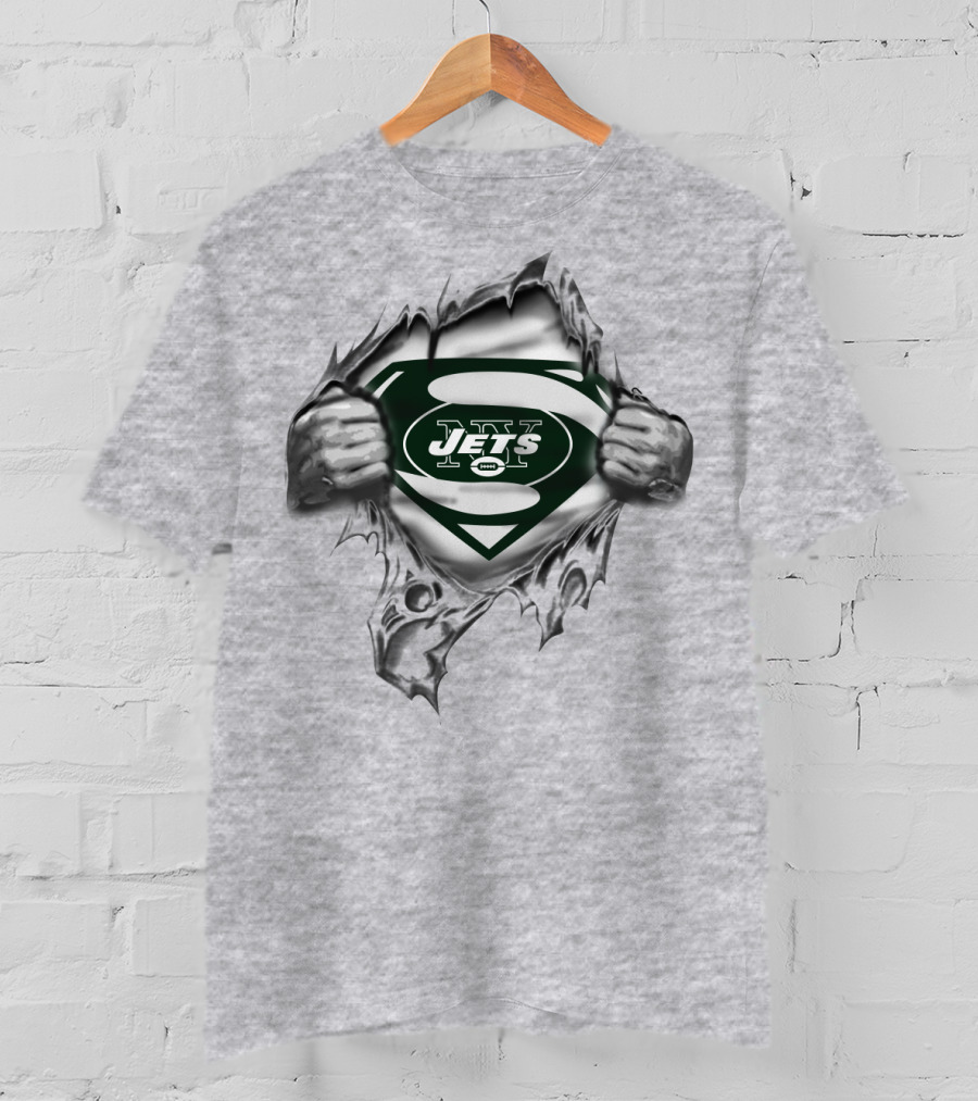 Superman New York Jets Logo Inside Torn Chest T-Shirt