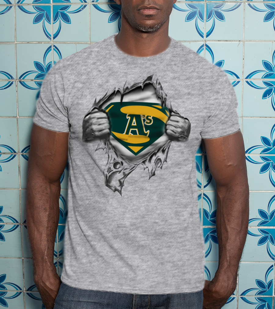 A's Superhero Emblem Torn T-Shirt