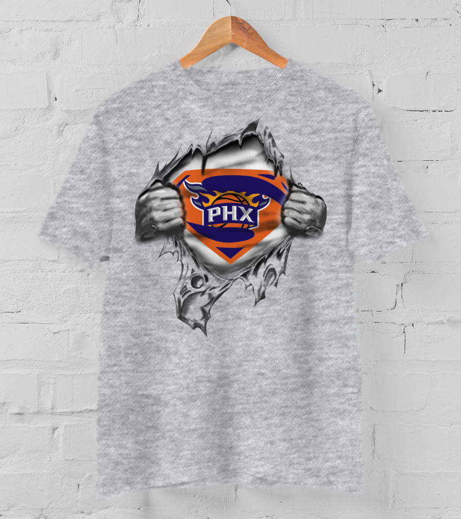 Phx Basketball Crest Superman Shield Tear T-Shirt