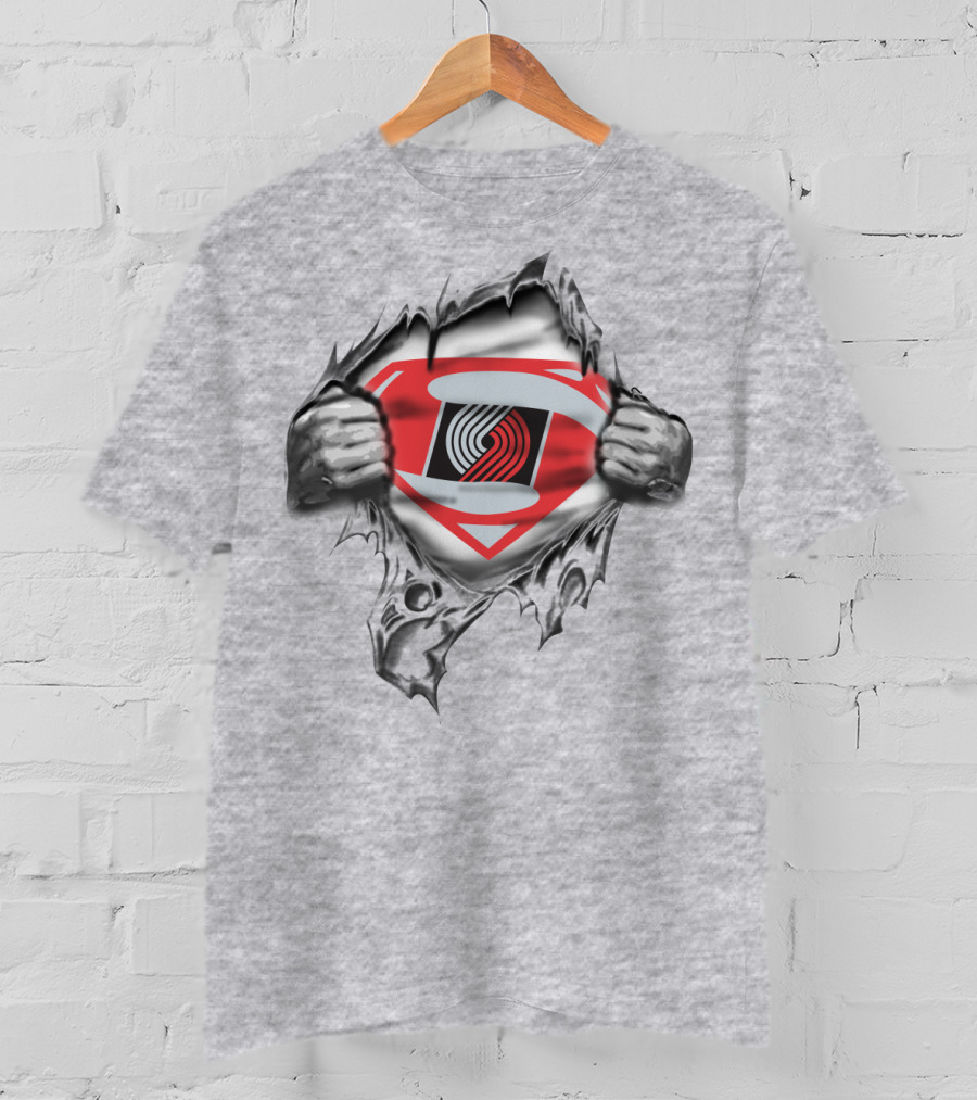 Superman Ripping Shirt Portland Trail Blazers Logo Mashup T-Shirt