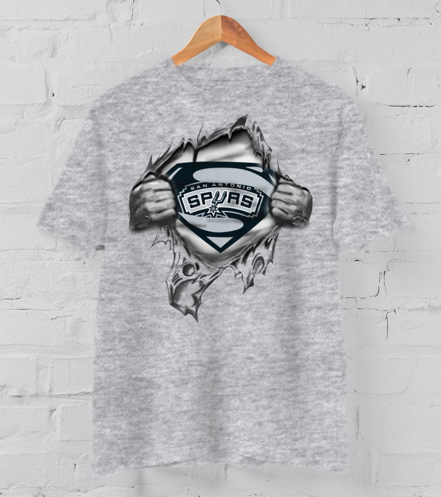 San Antonio Spurs Superman Logo Torn Superhero Hands T-Shirt