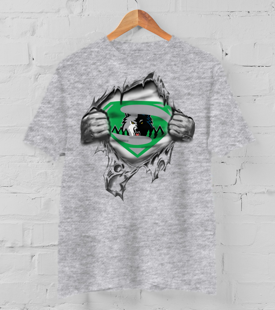 Minnesota Timberwolves Superhero Emblem Wolf Badge T-Shirt
