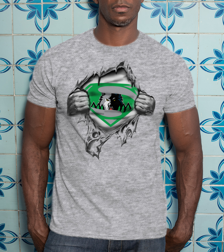 Minnesota Timberwolves Superhero Emblem Wolf Badge T-Shirt