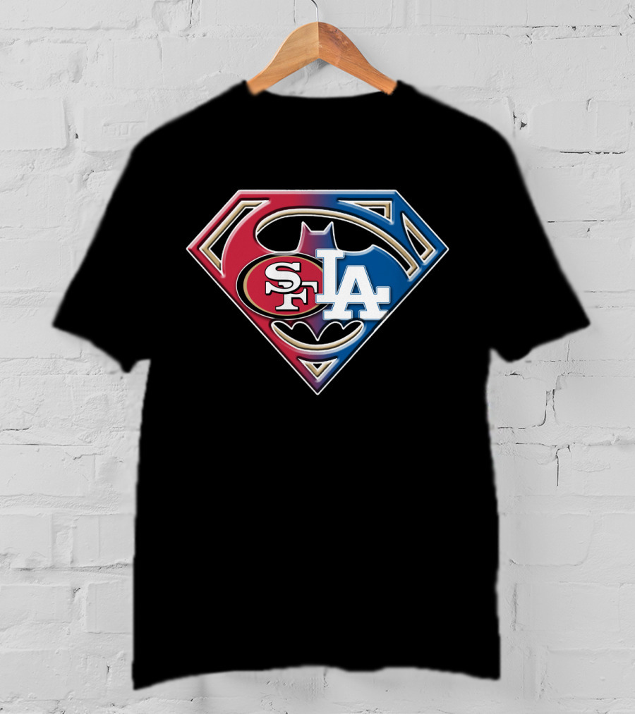49ers Dodgers Batman Superman Logo Mashup Bat T-Shirt