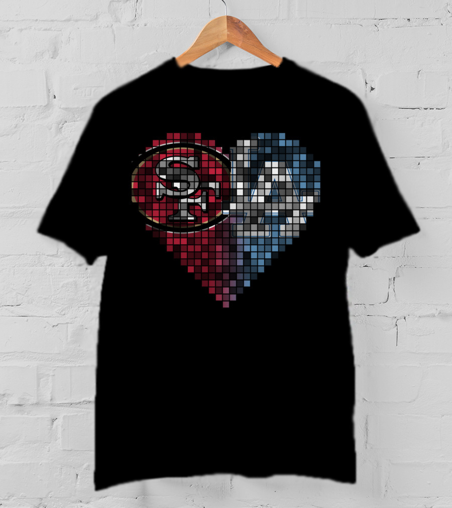Rby 002 Heart Pixel Art Sf La Sports Logo Fusion T-Shirt