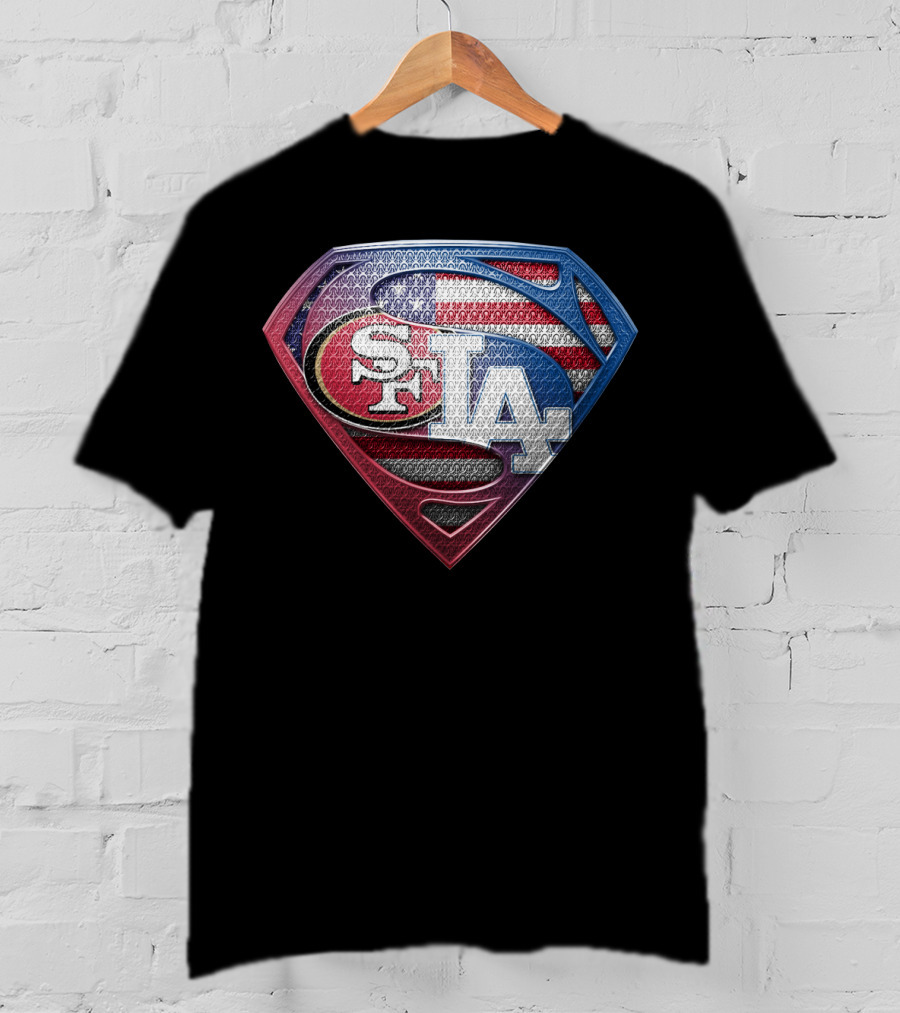 SPB 002 SF LA American Flag Superhero Emblem T-Shirt